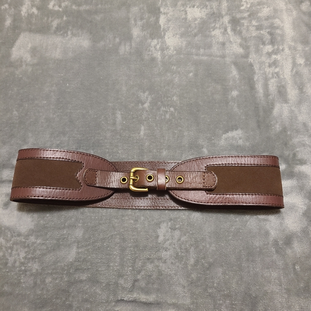 Fossil Leather & Suede Belt Small Brown